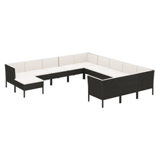 12-Delige Loungeset Met Kussens Poly Rattan Zwart 1