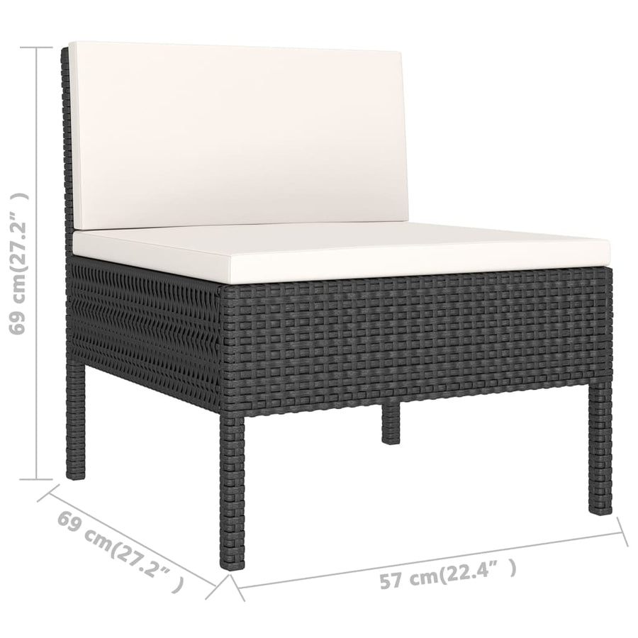 12-Delige Loungeset Met Kussens Poly Rattan Zwart 1