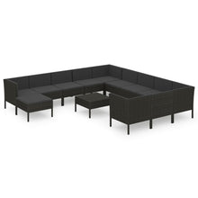 13-Delige Loungeset Met Kussens Poly Rattan Zwart 1