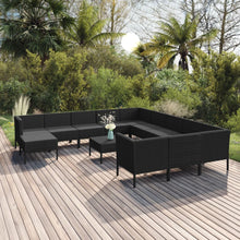 13-Delige Loungeset Met Kussens Poly Rattan Zwart 1
