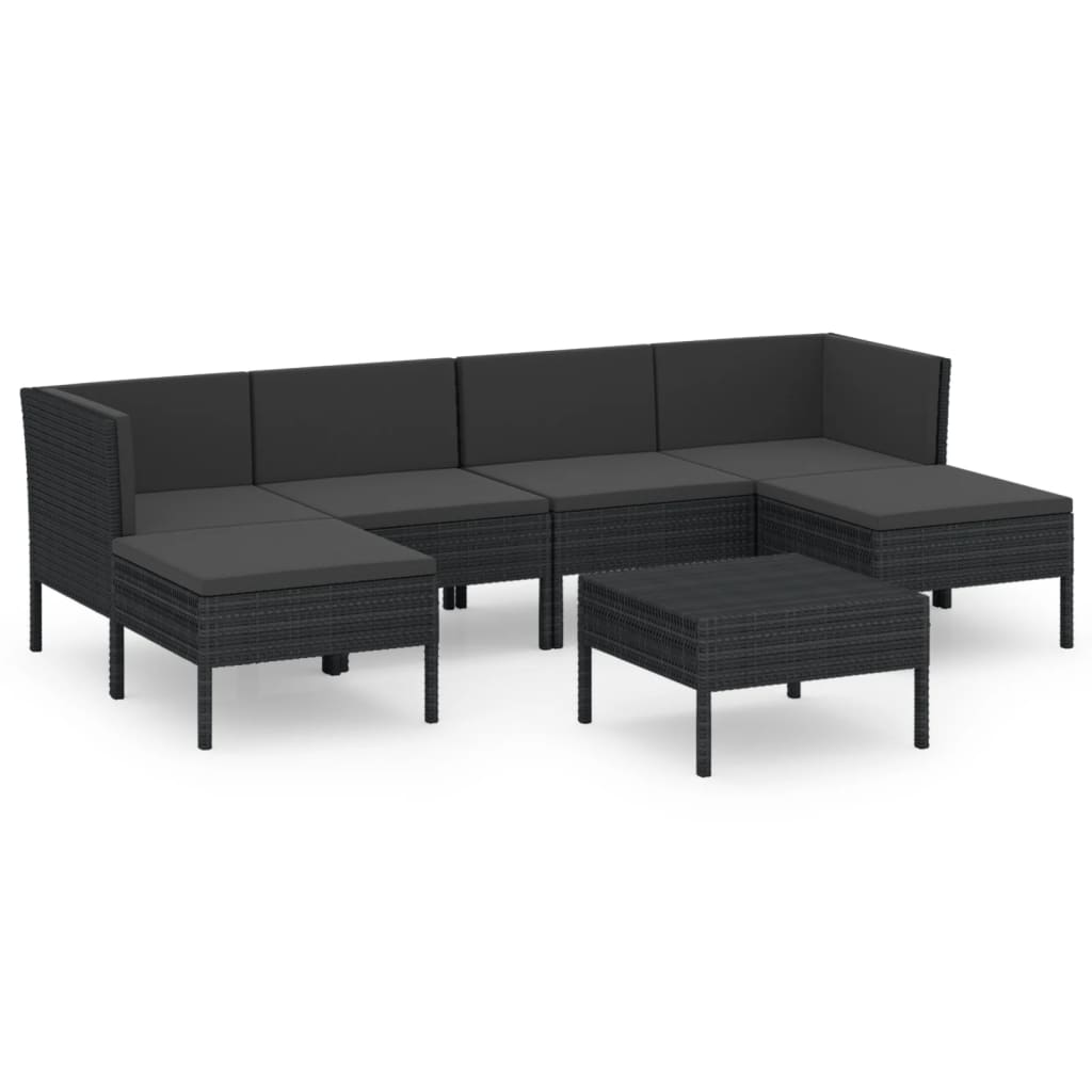 7-Delige Loungeset Met Kussens Poly Rattan Zwart 1