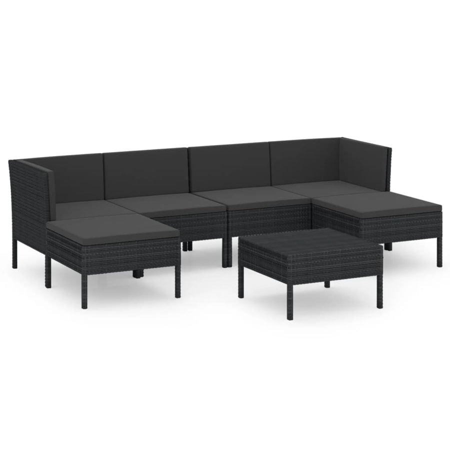 7-Delige Loungeset Met Kussens Poly Rattan Zwart 1