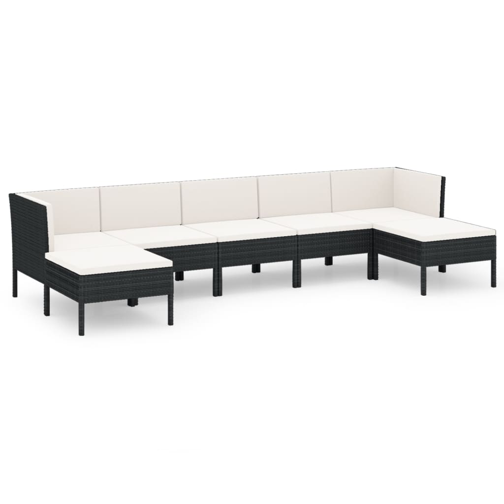 7-Delige Loungeset Met Kussens Poly Rattan Zwart 1