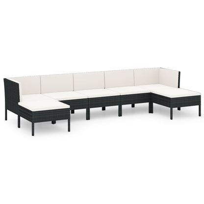 7-Delige Loungeset Met Kussens Poly Rattan Zwart 1