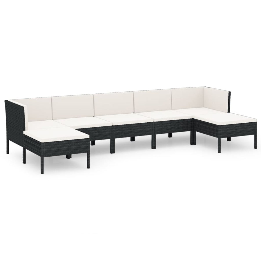 7-Delige Loungeset Met Kussens Poly Rattan Zwart 1
