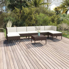 8-Delige Loungeset Met Kussens Poly Rattan Bruin 2x hoek + 3x midden + 2x voetensteun+ Tafel