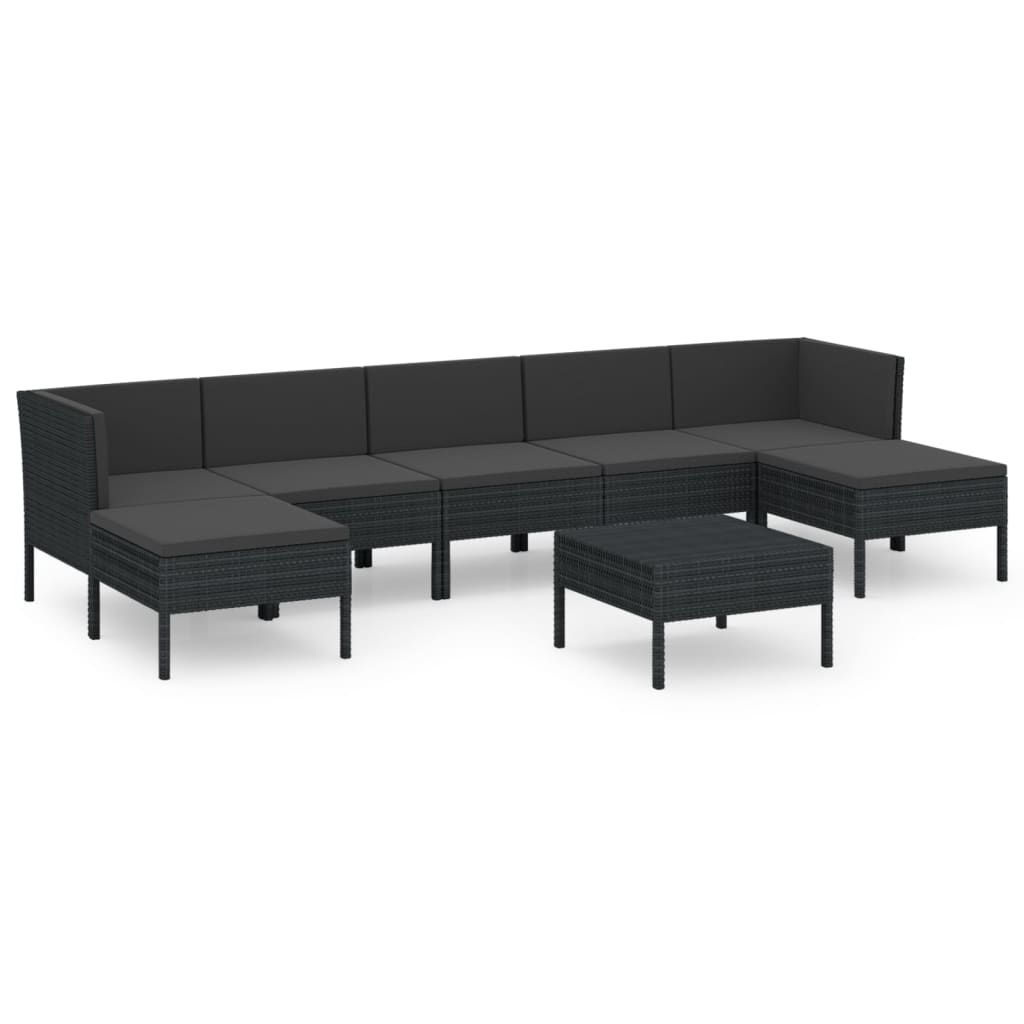 8-Delige Loungeset Met Kussens Poly Rattan Zwart 1