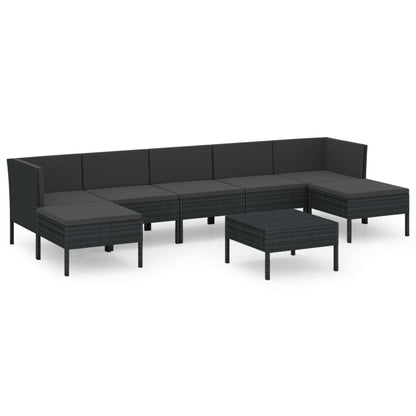 8-Delige Loungeset Met Kussens Poly Rattan Zwart 1