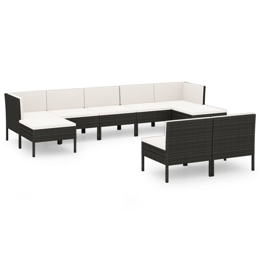 9-Delige Loungeset Met Kussens Poly Rattan Zwart 1