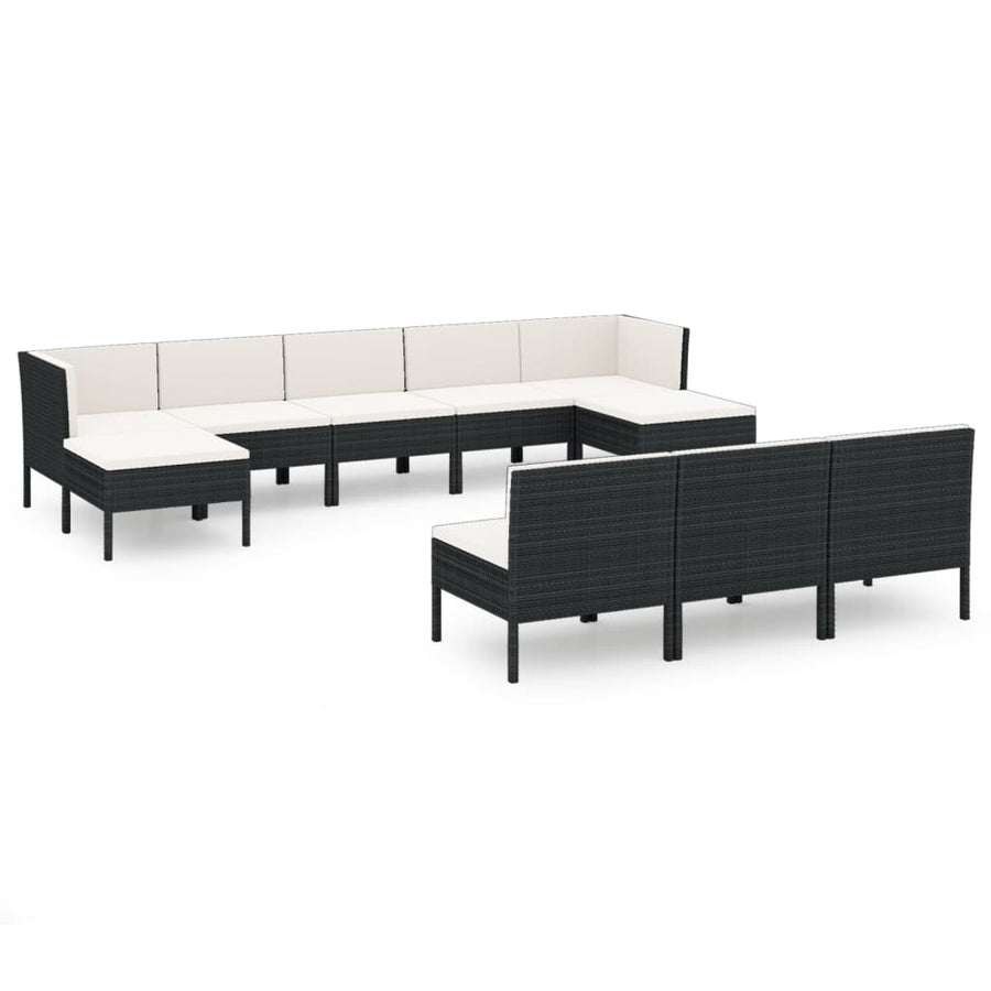 10-Delige Loungeset Met Kussens Poly Rattan Zwart 1