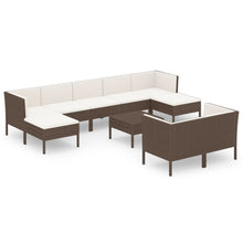 10-Delige Loungeset Met Kussens Poly Rattan Bruin 1