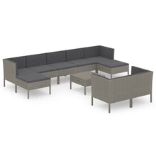 10-Delige Loungeset Met Kussens Poly Rattan Grijs 1