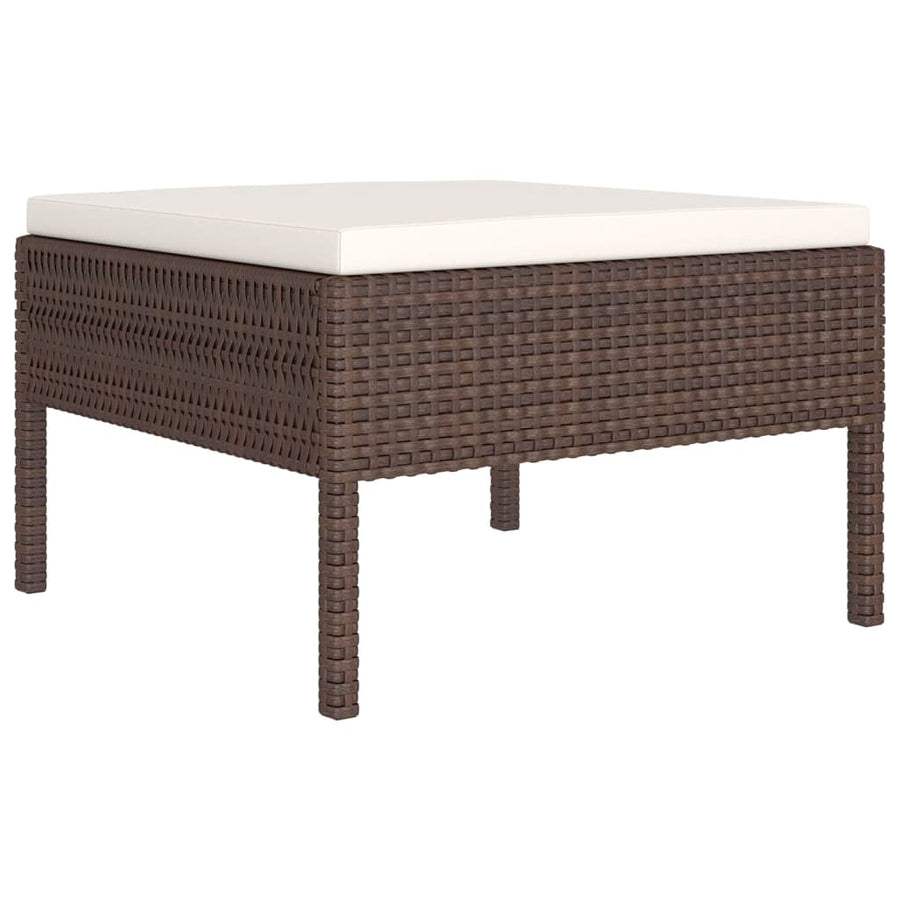 -Delige Loungeset Met Kussens Poly Rattan Bruin 4x hoek + 4x midden + 2x voetensteun + Tafel