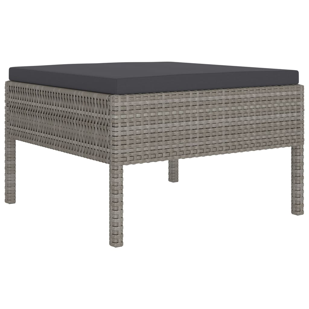 -Delige Loungeset Met Kussens Poly Rattan Grijs 4x hoek + 4x midden + 2x voetensteun + Tafel