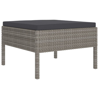 -Delige Loungeset Met Kussens Poly Rattan Grijs 4x hoek + 4x midden + 2x voetensteun + Tafel