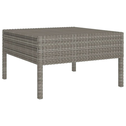 -Delige Loungeset Met Kussens Poly Rattan Grijs 4x hoek + 4x midden + 2x voetensteun + Tafel