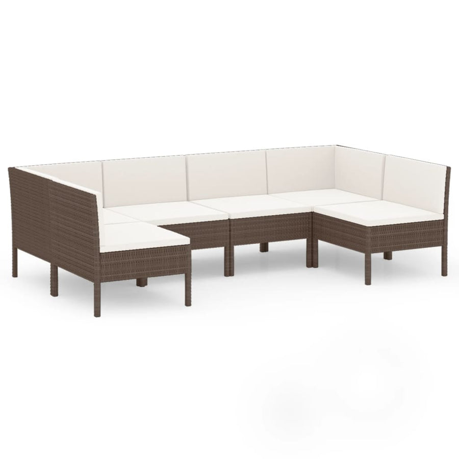 6-Delige Loungeset Met Kussens Poly Rattan Bruin 1