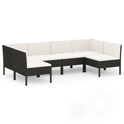 6-Delige Loungeset Met Kussens Poly Rattan Zwart 1