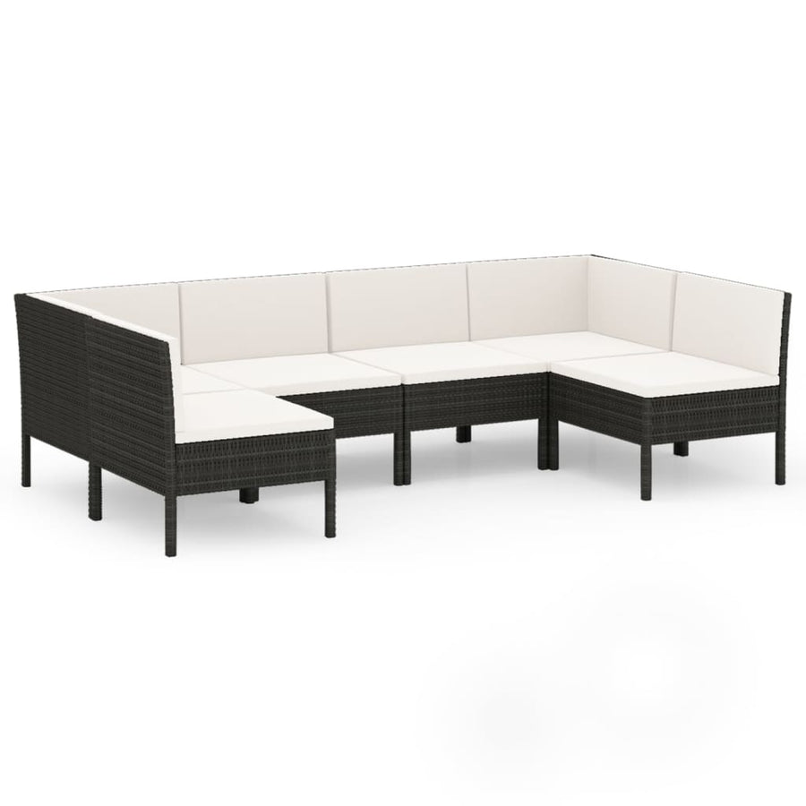 6-Delige Loungeset Met Kussens Poly Rattan Zwart 1