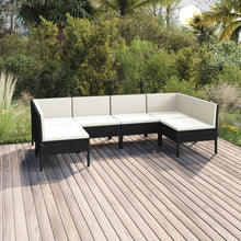 6-Delige Loungeset Met Kussens Poly Rattan Zwart 1
