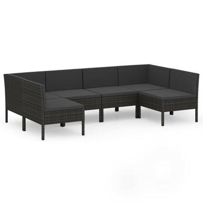 6-Delige Loungeset Met Kussens Poly Rattan Zwart 1