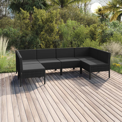 6-Delige Loungeset Met Kussens Poly Rattan Zwart 1