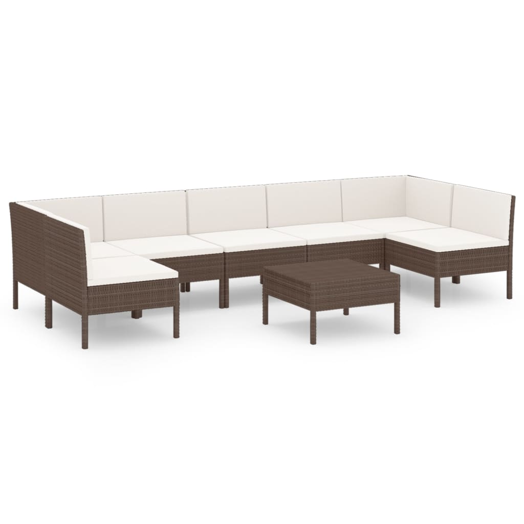 8-Delige Loungeset Met Kussens Poly Rattan Bruin 1