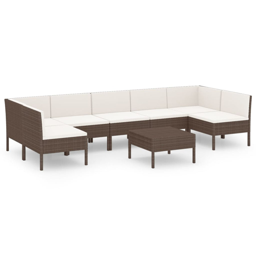 8-Delige Loungeset Met Kussens Poly Rattan Bruin 1