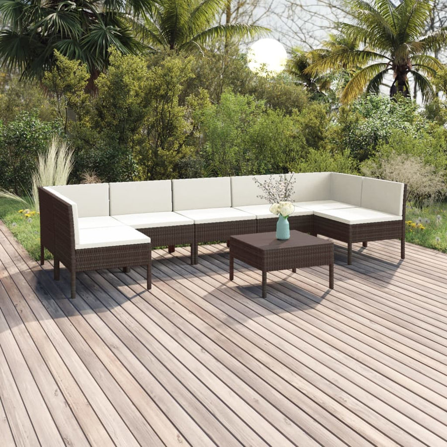8-Delige Loungeset Met Kussens Poly Rattan Bruin 1
