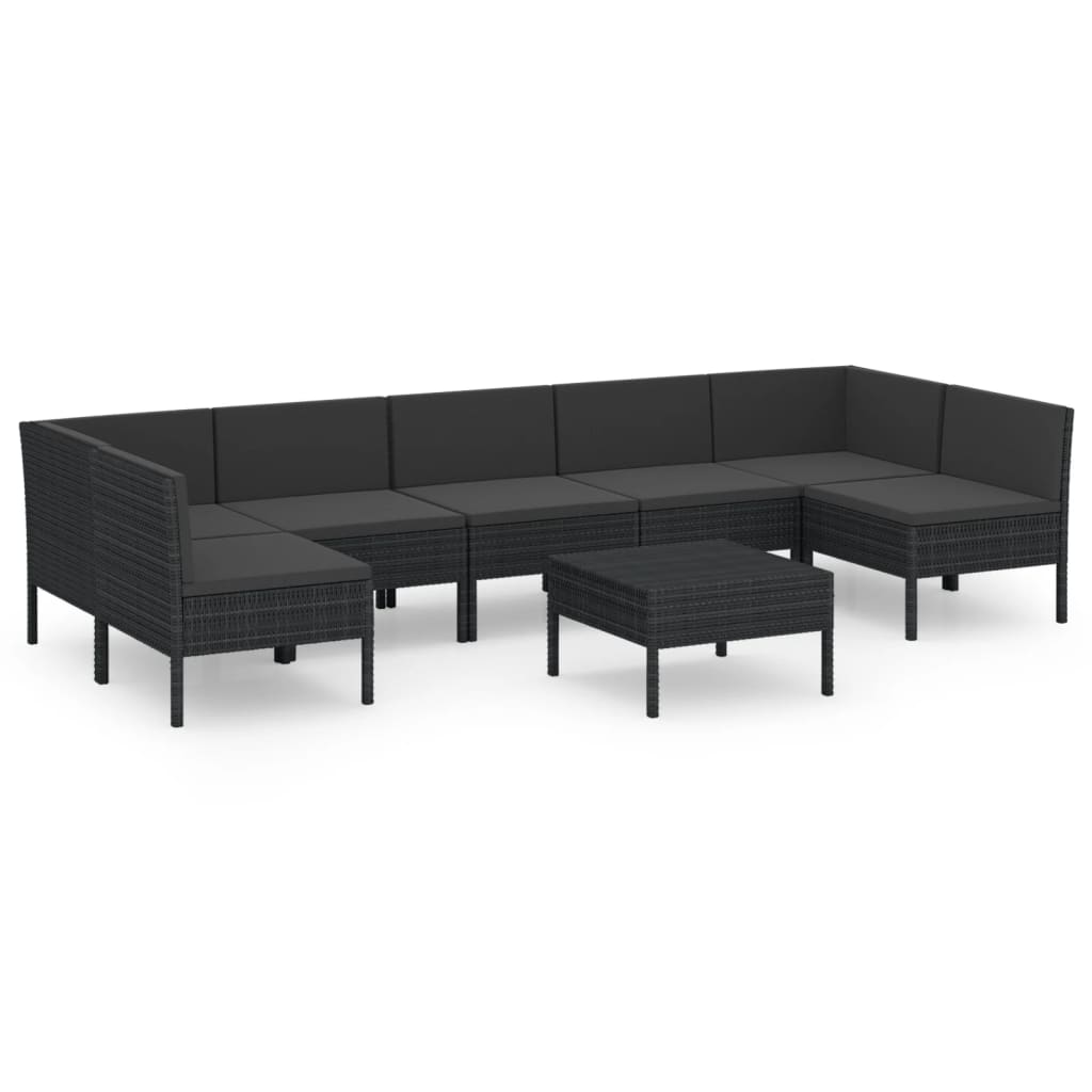 8-Delige Loungeset Met Kussens Poly Rattan Zwart 1