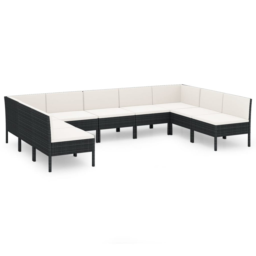 9-Delige Loungeset Met Kussens Poly Rattan Zwart 1
