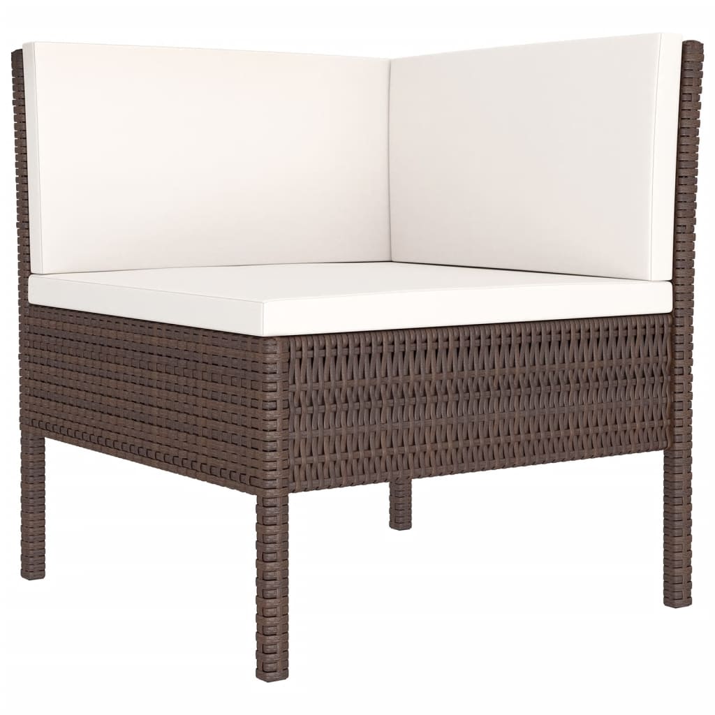 1 Loungeset Met Kussens Poly Rattan Bruin 1