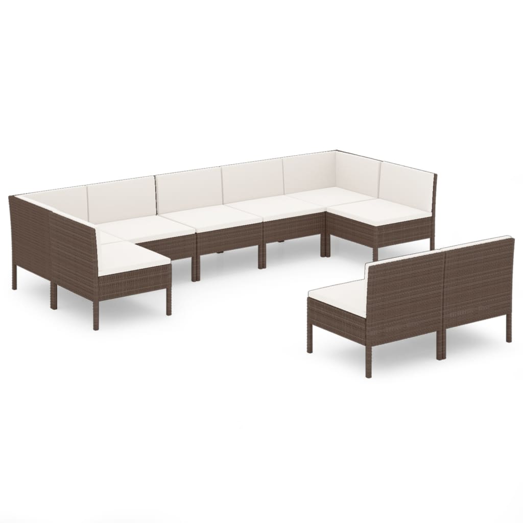 9-Delige Loungeset Met Kussens Poly Rattan Bruin 1