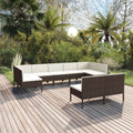 9-Delige Loungeset Met Kussens Poly Rattan Bruin 1