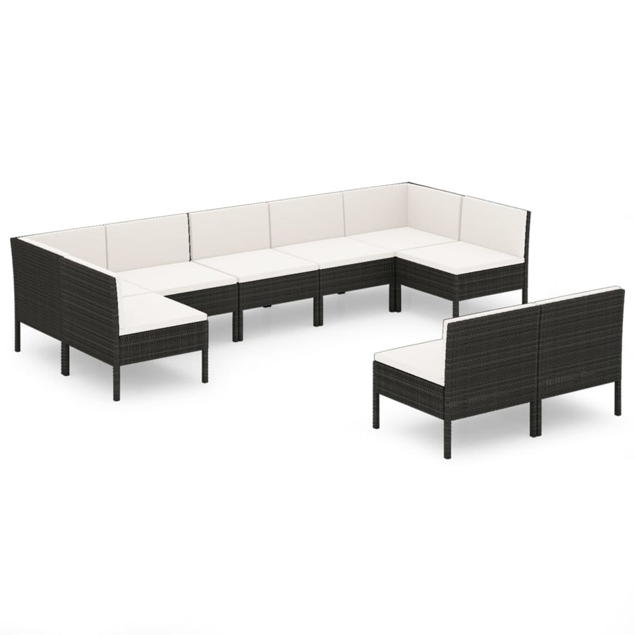 9-Delige Loungeset Met Kussens Poly Rattan Zwart 1