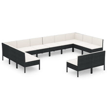 12-Delige Loungeset Met Kussens Poly Rattan Zwart 1