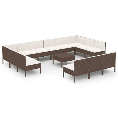 14-Delige Loungeset Met Kussens Poly Rattan Bruin 1