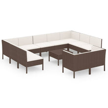 12-Delige Loungeset Met Kussens Poly Rattan Bruin 1