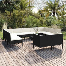 12-Delige Loungeset Met Kussens Poly Rattan Zwart 1