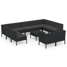 12-Delige Loungeset Met Kussens Poly Rattan Zwart 1