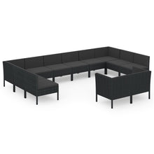 12-Delige Loungeset Met Kussens Poly Rattan Zwart 1