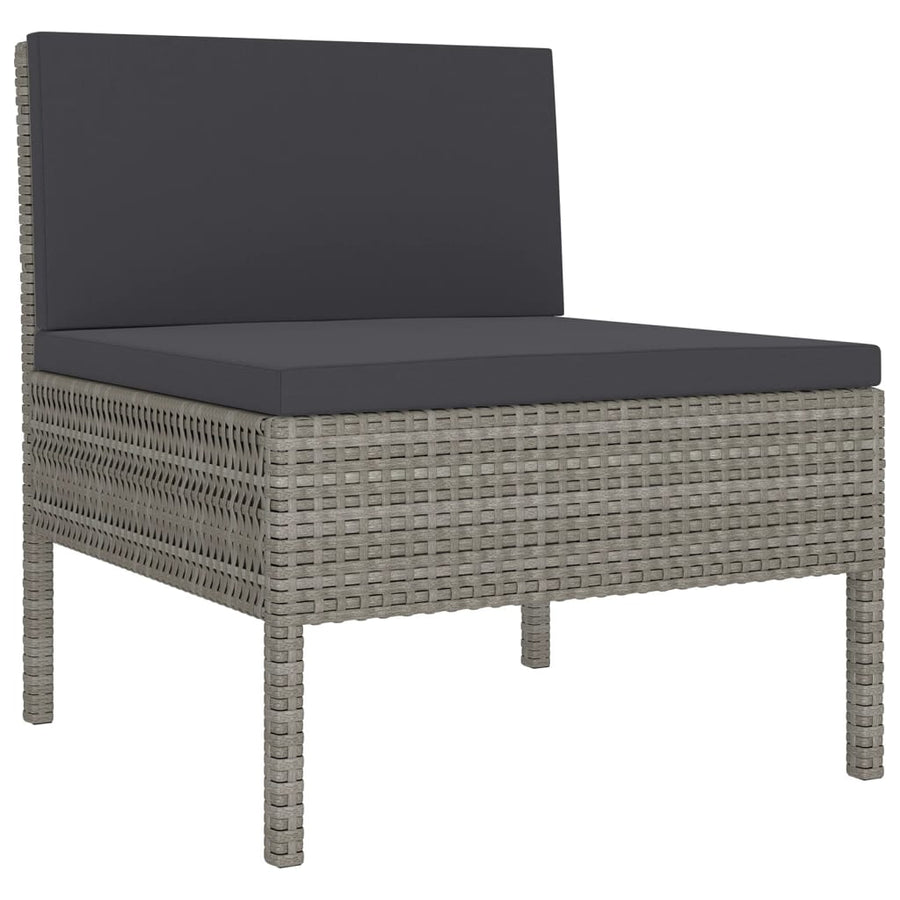 2-Delige Loungeset Met Kussens Poly Rattan Grijs 4x hoek + 8x midden