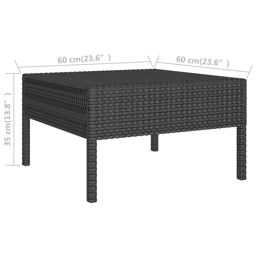 14-delige Loungeset met kussens poly rattan zwart