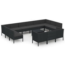 14-Delige Loungeset Met Kussens Poly Rattan Zwart 1