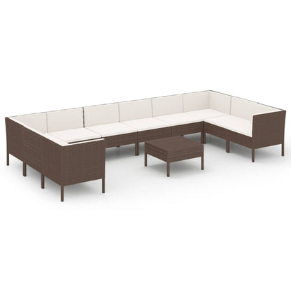 1 Loungeset Met Kussens Poly Rattan Bruin 1