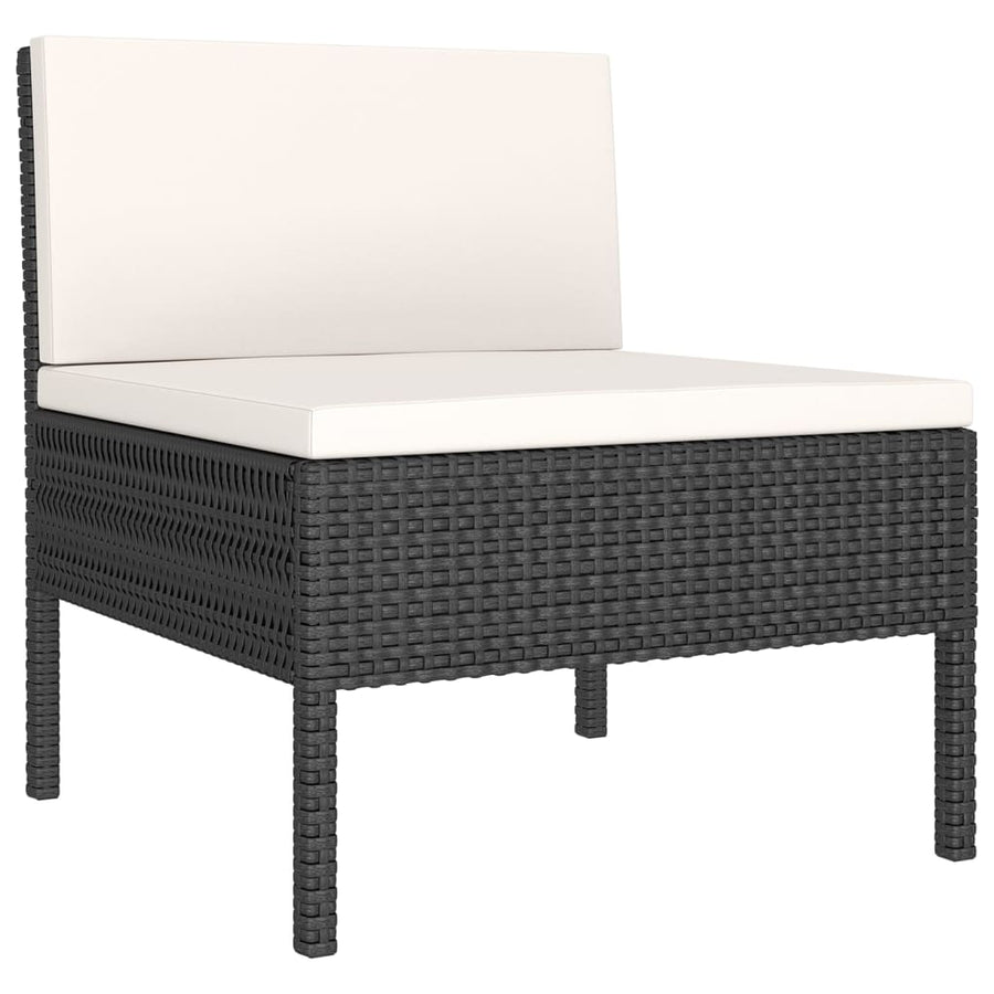 1 Loungeset Met Kussens Poly Rattan Zwart 1