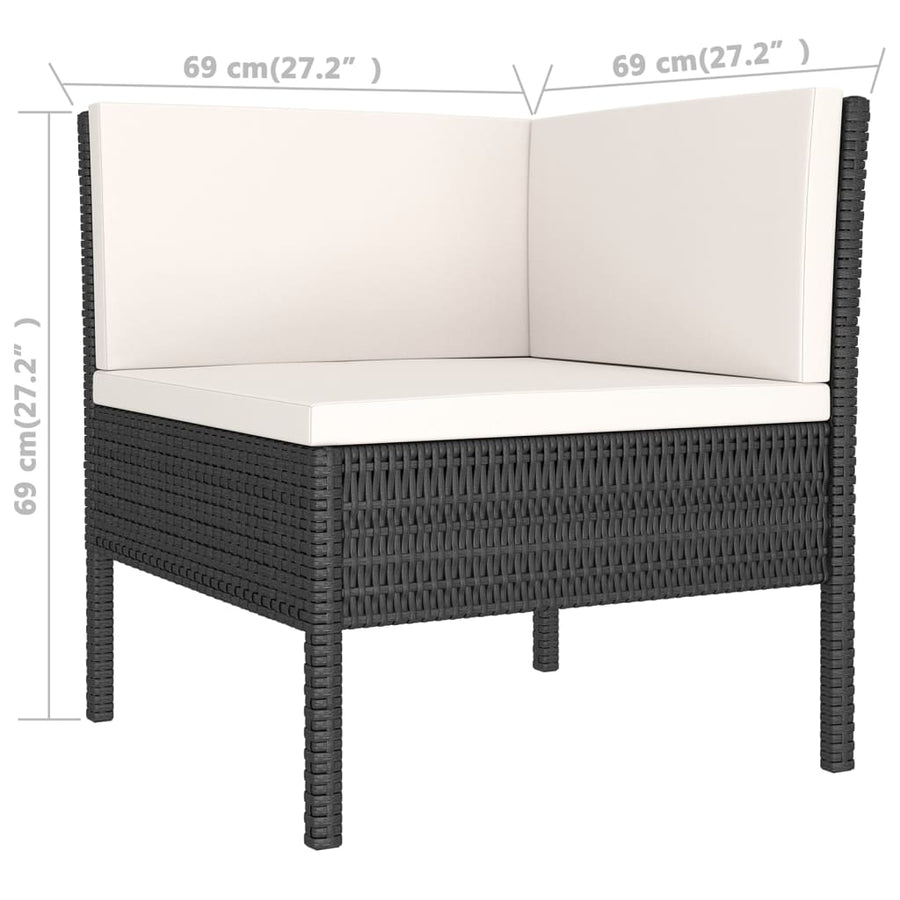 1 Loungeset Met Kussens Poly Rattan Zwart 1