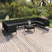 1 Loungeset Met Kussens Poly Rattan Zwart 1