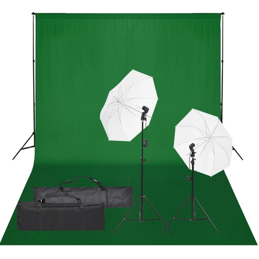 Fotostudioset Met Verlichtingsset En Achtergrond 500 x 300 cm Groen