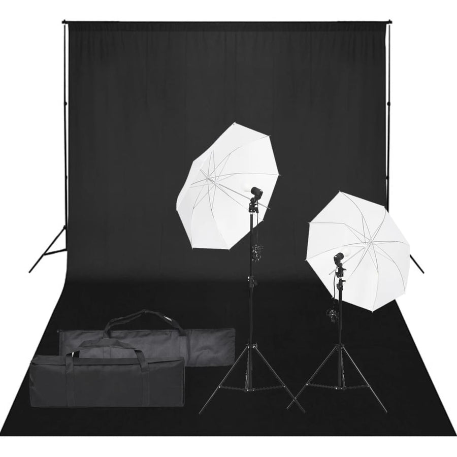 Fotostudioset Met Verlichtingsset En Achtergrond 500 x 300 cm Zwart